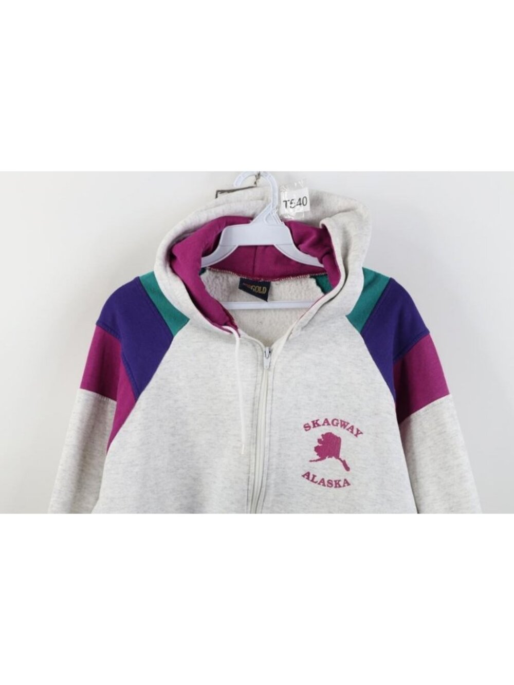Vtg 90s Streetwear Womens Large Skagway Alaska Full Zip Hoodie Sweatshirt USA - Picture 2 of 16
